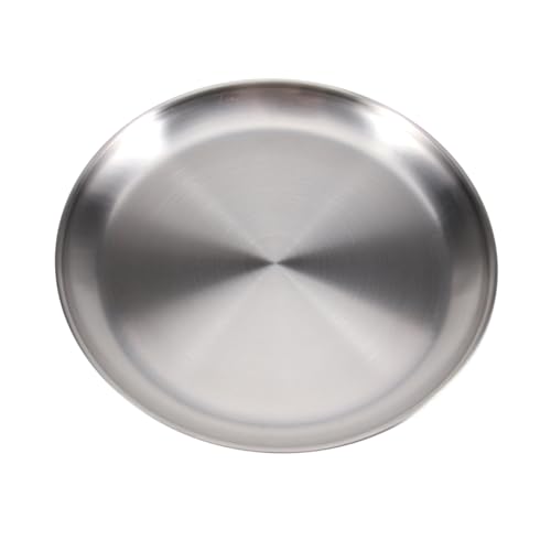 Unomor 20cm Round 304 Stainless Steel Plate Korean Style Barbecue Fruit Plate Flat Chassis Lightweight