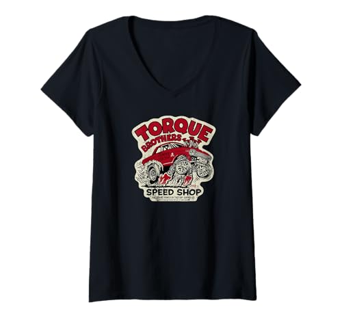 Femme Torque Brothers Speed Shop TB047 T-Shirt avec Col en V