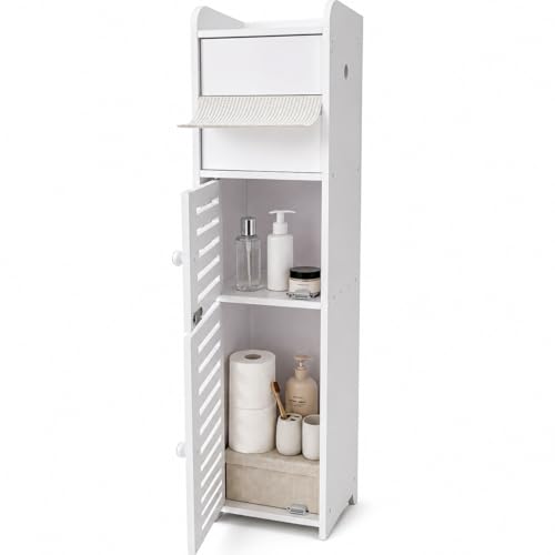 BorealBear Slim Bathroom Storage Cabinet with Toilet Paper Holder, Narrow Bathroom...