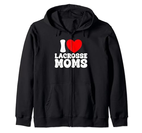 I Love Lacrosse Moms Corazón Divertido Lax Lacrosse Hot Moms Memes Sudadera con Capucha