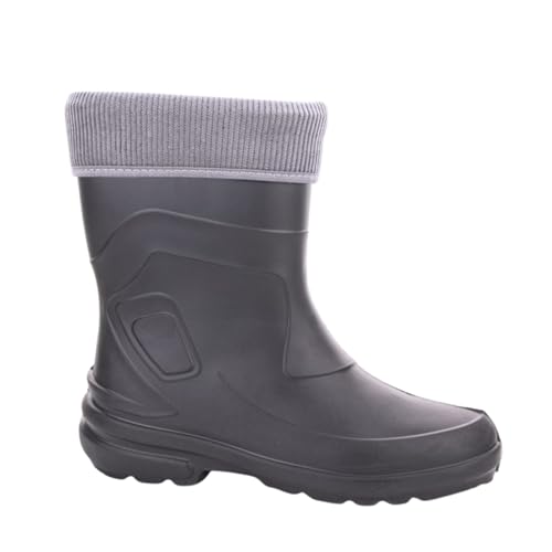 LEMIGO leichte Damen EVA Gummistiefel gefüttert Jessy (Carbone/Grau, 40 EU)