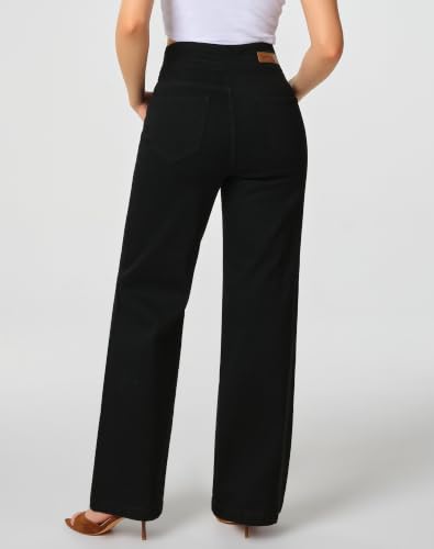 Image of roswear Women's Wide Leg Jeans Casual High Waisted Stretch Baggy Loose Denim Pants