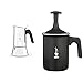 Bialetti 7254 New Venus Caffettiera in Acciaio Inox, Adatta all'Induzione, Argento, 4 Tazze, Silber & 00AGR394 Tutto Crema Milchaufschäumer 3 Tassen mit Doppelsieb, 0.5 L, schwarz
