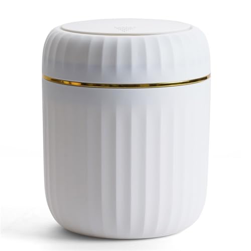 Mini papelera de escritorio compacta con tapa pulsable para residuos pequeños 6