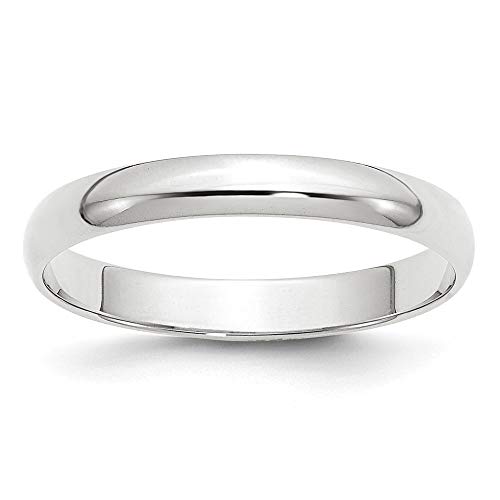 Women's 10K or 14K White or Yellow Gold 3mm Traditional Fit Plain Wedding Ring (Size 4-10)