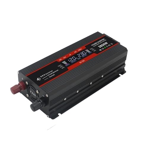 Power Inverter Convertidor Corriente Portátil para Coche 12 V/24 V CC A 220 V 230 V 240 V CA con Pantalla LCD para Encendedor Coche Inversor(Black 2600W,Universal)