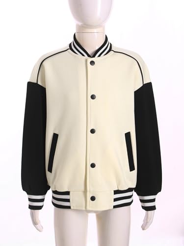 Kids Girls Color Block Sweatshirt Baseball Jacket Varsity Jacket School Outerwear Jacket3