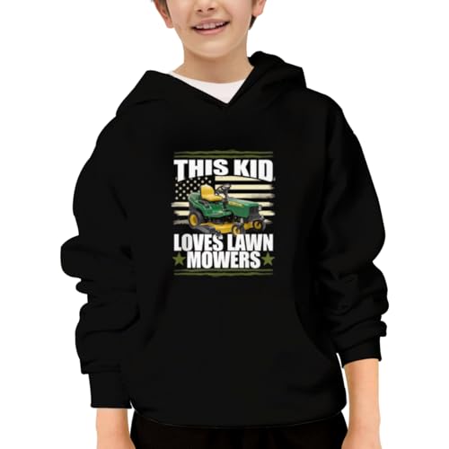 This Kid Loves Lawn Mowers Funny Lawn Mower American Flag Hoodies for Teen Girls Boys Lightweight Kangaroo Pocket Sweatshirt