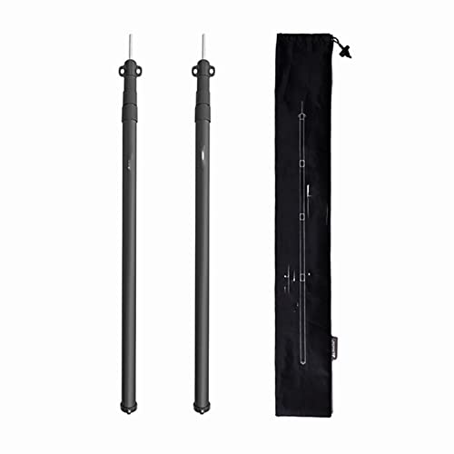 ZHANGM ShineTrip Adjustable Aluminium Alloy Tarp Poles Portable Telescoping Sun Shelter Tent Rods for Outdoor Hiking Camping Equipment (Size : Black)