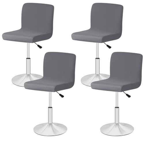 Piashow Juego de 4 fundas para sillas altas, fundas elásticas para sillas de comedor, fundas para taburetes de bar, extraíbles y lavables, para casa, cocina, hotel, restaurante (4 gris)