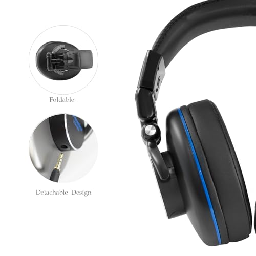 Image of Professional Over-Ear DJ Headphones Wired, Closed-Back, 90 Rotating Joints, 3.5mm Jack and 6.3mm Adapter for Recording Music Production, Studio Monitoring, Mixing, DJ Monitoring, Black