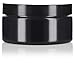 8 oz Black PET Plastic Refillable Low Profile Jar with Black Lid (6 Pack)