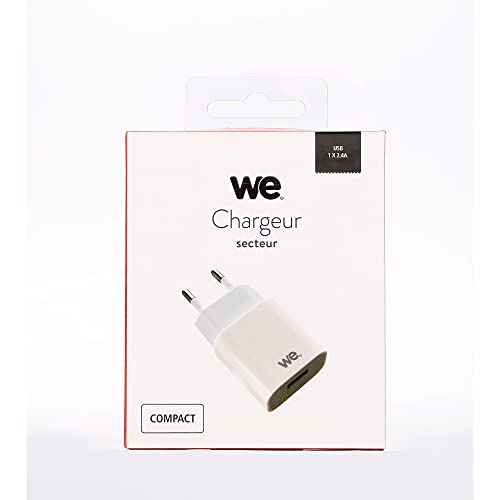 WE Chargeur Adaptateur Secteur USB de 2.4A pour Smartphone, Tablette, Périphérique WiFi, Consoles de Jeux -