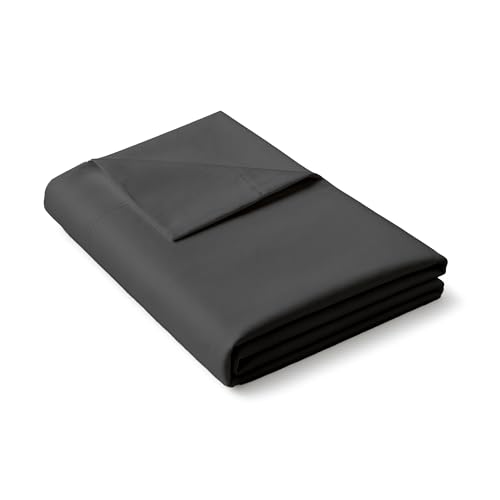 Image of Dark Grey Full Flat Sheet Only, Soft 100% Cotton Top Sheets | Sateen Weave 1 Piece Cool & Breathable Luxury Hotel Quality Bed Sheets, Extra Soft and Comfy - Wrinkle Free Bedsheet