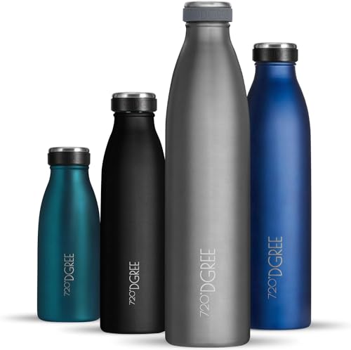720°DGREE Botella Agua Acero Inoxidable “milkyBottle“ – 1litro - Sin BPA Free, Antigoteo y Prueba de Fugas - Frasco térmico, Cantimplora Aislada - Bebida con Gas, Deporte, Escuela, Gimnasio Exteriore
