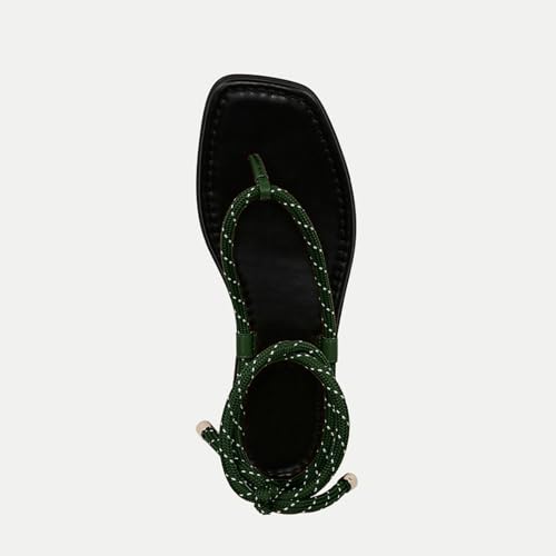 Image of Rope Flat Sandals for Women Strappy Open Toe Thong Sandals Summer Slingback Slip On Slide Sandals with Adjustable Strap
