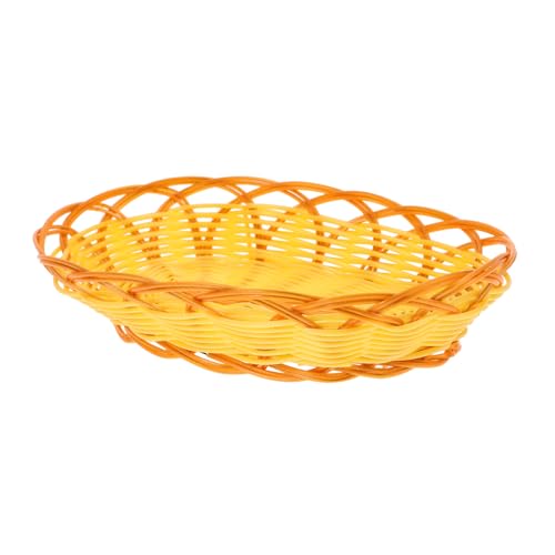 MUCKLILY Imitation Rattan Woven Fast Food Basket Versatile Bread Holder Snack Platter for Restaurants Kitchen and Home Decor Decorative Storage