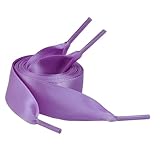 5Chaos Ribbon Satin Shoelaces, Silk Sheer Purple Boot Laces for Women Kids Girls Men, Funny Solid Color Shoestring (Light Purple, 31' (80cm))