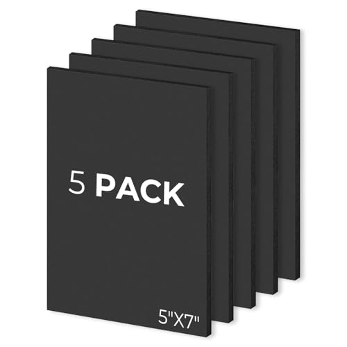 Mat Board Center, Pack of 5, 5X7 Foam Boards Acid Free Black Foam Core Boards for Mounting, Crafts, Display, Presentation and Projects, 3/16