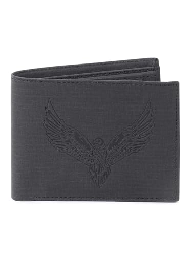 Image of SAMTROH Vegan Leather Wallet for Men | Vintage Printed | Premium Vegan Leather Craftsmanship | 3 Card Slots I 2 Cash Compartments & Secret Slots | 1 Coin Pocket. (Eagle, Black)
