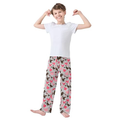 Rooster Duck Boys Long Pants Soft Trousers Elastic Waist Kids Lounge Bottoms with Pockets S-XL2