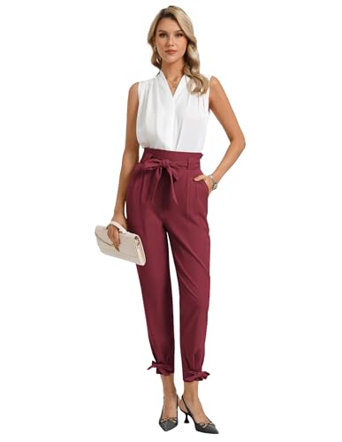 Image of GRACE KARIN Womens Casual High Waist Pencil Pants Paper Bag Pants for Work
