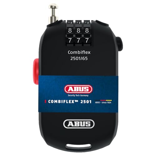 ABUS Spezialschloss Combiflex 2501/65 - Geeignet als Gepäcksicherung, Skischloss, Helmsicherung - 65 cm Stahlkabel - mit Zahlencode - Schwarz