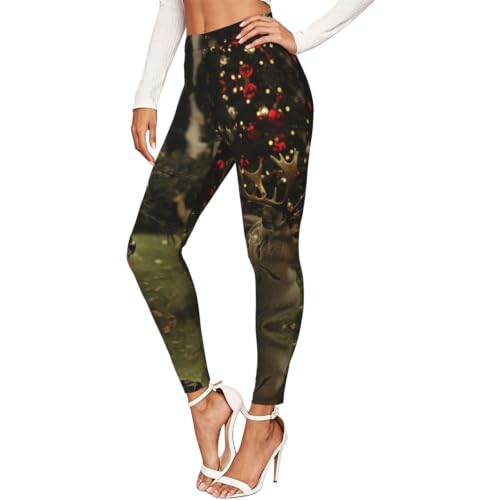 Leggings de compresión para mujer con estampado de Navidad y tejido suave