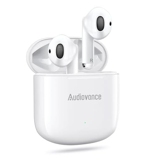 Audiovance NT301 True Wireless Earbuds Bluetooth 5.2 Ear Buds, 4-Mic in Ear Pods Headphones, Crystal Clear Calls Earphones, Wireless Charging, Waterproof, 23H Battery for iPhone iPods Android (White)