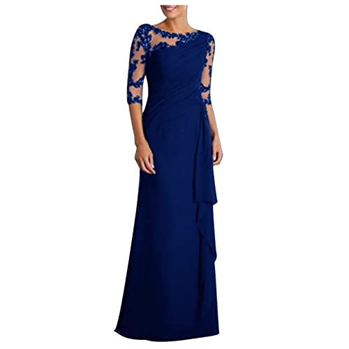 Damen Maxikleid Mit Blumenprint & Ärmeln - Elegantes Wickelkleid A-Linie | Festliches Abendkleid