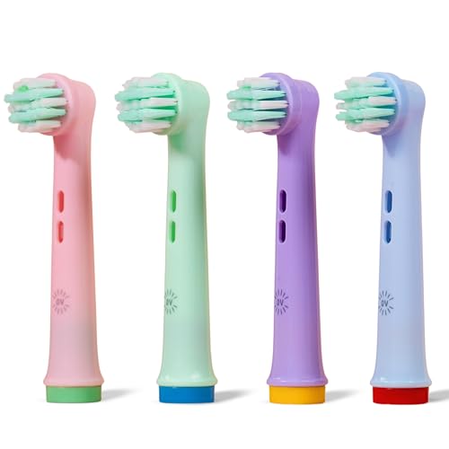 Brossette Compatible Oral B Enfant | OralVista Pack de 4 Têtes de Brosse à Dents Électriques Colorées pour Enfants | Doux pour les Gencives Sensibles | Design Amusant