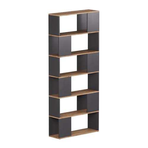 Vicco Separador de ambientes Eneos, Antracita/Roble Dorado, 80 x 186 cm, utilizable como estantería Independiente para una división Flexible de Espacios