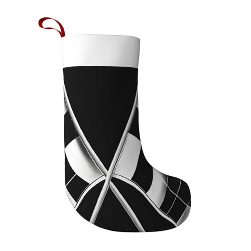 NHFGSKDWZ (Black White Formula Checkered Flags Pattern) Large Christmas Stocking 17.7 Inch 1 PCS, Nice Soft Cute Plush Cuff Socks for Fireplace Gift Bag Xmas Tree Decor
