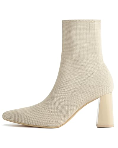 Knit Ankle Boots for Women Chunky Block Heel Chelsea Boot Stretchy Breathable Knit Sock Booties for Fall Slip On Comfortable Winter Bootie 2024 Trendy2