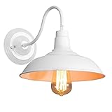 idegu applique da parete vintage industriale, 26 cm lampada da parete interni e27 lampada per sala da pranzo, cucina, ingresso, veranda (bianco)