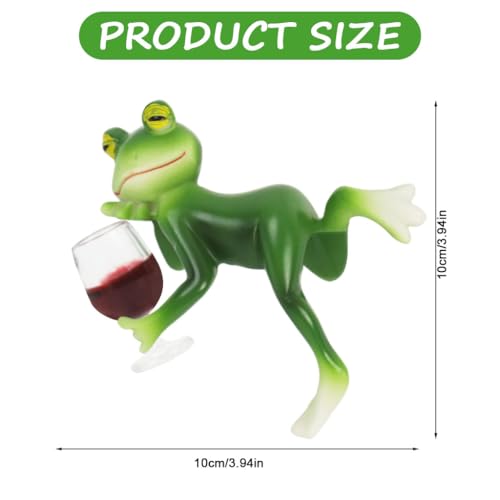 Image of HASTHIP Resin Decor Cartoon Frog Decor,Fun Drunk Frog Planter,Hanging for Open Fish Tank 2.36 inch Small Green Resin Decoration