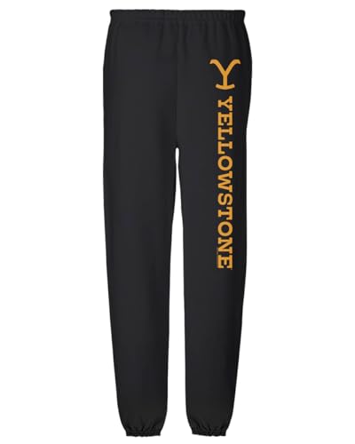 Popfunk Yellowstone Brand Unisex Jogger Sweatpants for Men and Women, Black, Large