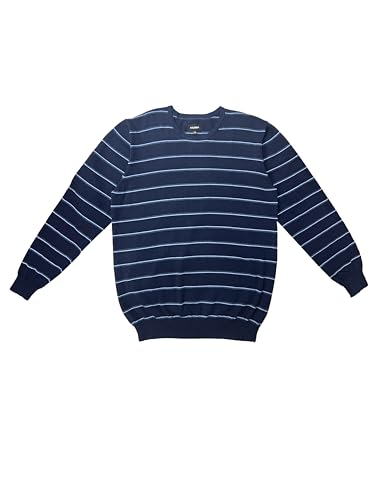 Krumba Mens Long Sleeve Plus Size Navy&Blue Stripe Design Sweater
