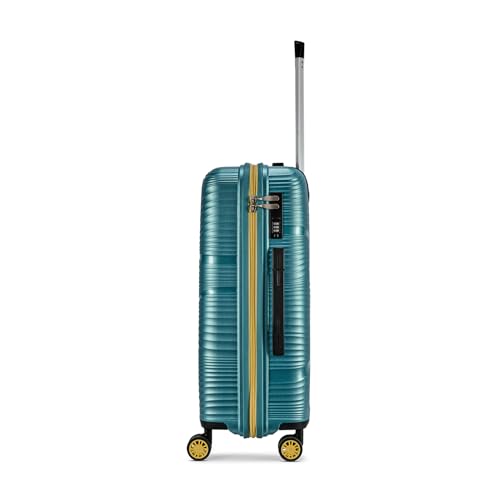 Image of Skybags Swirl Check-in Trolley Bag 65cm | Medium Hard Luggage | 8 Wheels Suitcase for Travel | 3-Digit Combination Lock with Anti-Theft Zipper | Polypropylene | 3 Years Warranty - Unisex (Cyan)