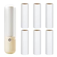 Fusselrolle für unterwegs Wiederverwendbar Fusselrollen Inklusive 6 Mini Nachfüllpacks 1 Abroller Tierhaarentferner Flusenentferner für Kleidung Sofa Tierhaare Cremig gelb