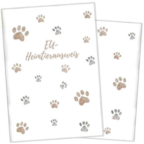 Wilhelm Fell Hülle für den EU-Heimtierausweis für Tiere I Personalisierbar für Dein Haustier I Persönliche Geschenkidee für Haustierbesitzer I Schutzhülle für den Heimtierausweis (Pfote Beige)
