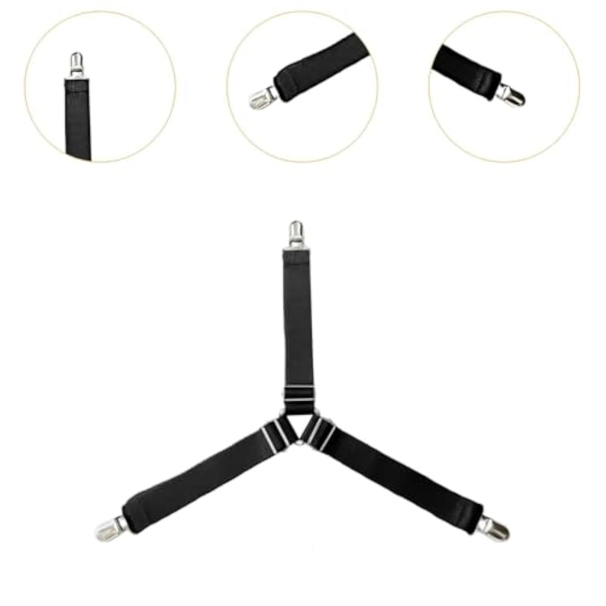 4Pcs Sheet Holder Straps Decor Fitted Sheet Clips, Black
