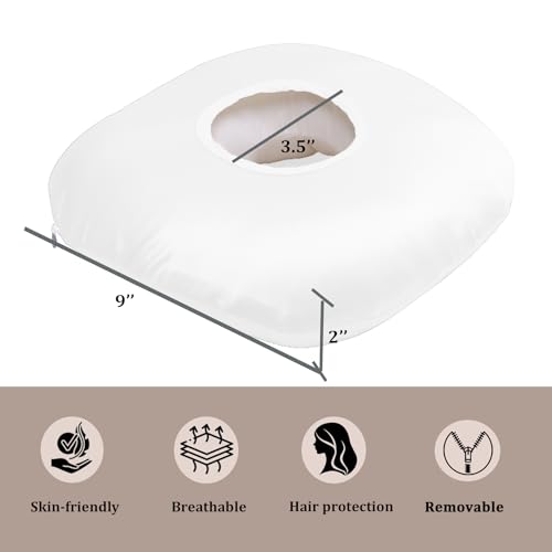 Image of Ear Piercing Pillow for Side Sleepers with Ear Hole, Donut Pillow for Ear with Silky Pillowcase for CNH and Ear Pain Inflammation Pressure Sores Piercing, Ear Guard Pillow (White)