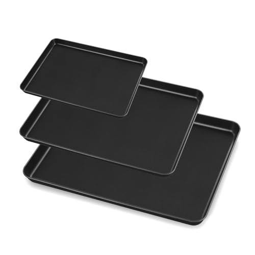 Onader Baking Tray Set of 3, Carbon Steel Baking Sheet Pans for O...