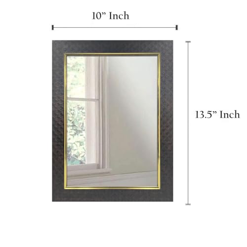 Image of Stuthi Arts Rectangular Framed Wall Mirror (Brown, 34.29 x 25.4 cm)