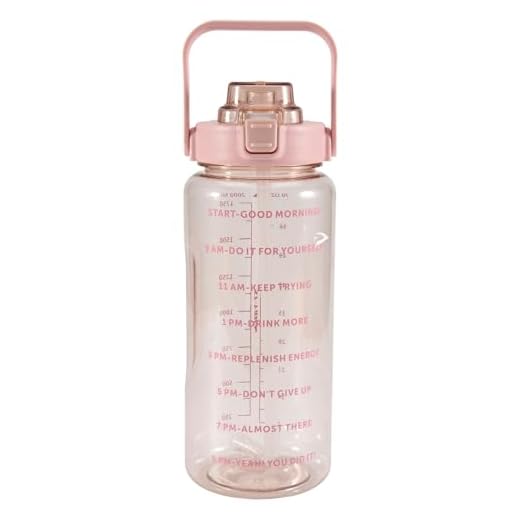 Luejnbogty Botella de Agua Transparente de Gran Capacidad de 2L con Tapa de Rebote Recordatorio de Escala de Tiempo Prueba de Fugas para Entrenamiento Al Aire Libre A