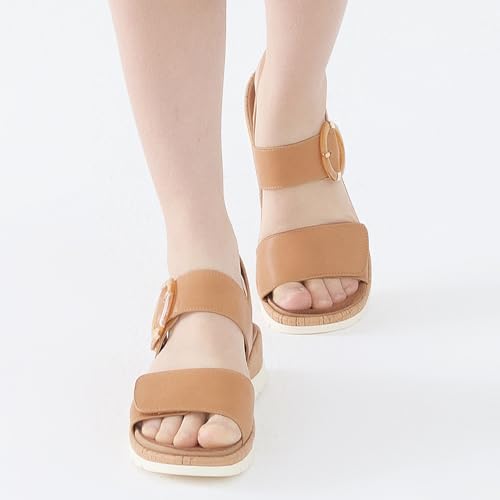 Image of UBFEN Womens Low Wedge Walking Sandals with Arch Support | Open Toe Sandals Adjustable Instep and Ankle Straps for Summer Everyday Outfits, Travel,Vacation