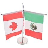 NAMOARLY 2026年ワールドカップ対応メキシコ アメリカ国旗セット ステンレススチール製旗竿付きテーブルフラッグスタンド デスクトップ飾り