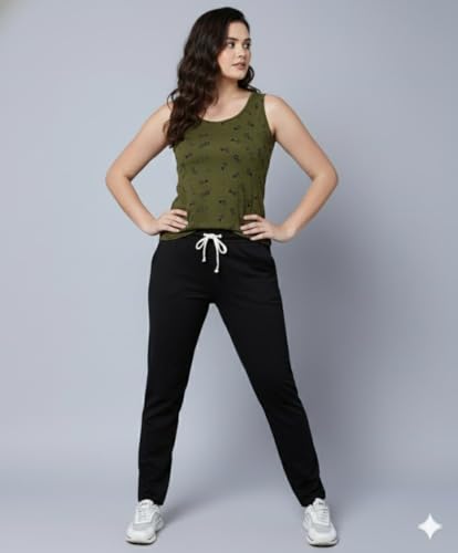 Image of DIAZ Women's Tank Top and Lower Set for Women | Stylish Cotton Co-Ord Set | Sleeveless Top & Jogger Lower for Women |Comfortable Stretchable Fabric 2-Piece Combo Set|women co ord set