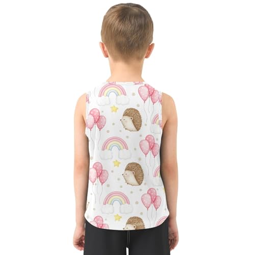 J JOYSAY Hedgehogs Balloon Rainbow Star Boys Tank Top Sleeveless Muscle Shirts Quick Dry Kids T-Shirts 3-15T3